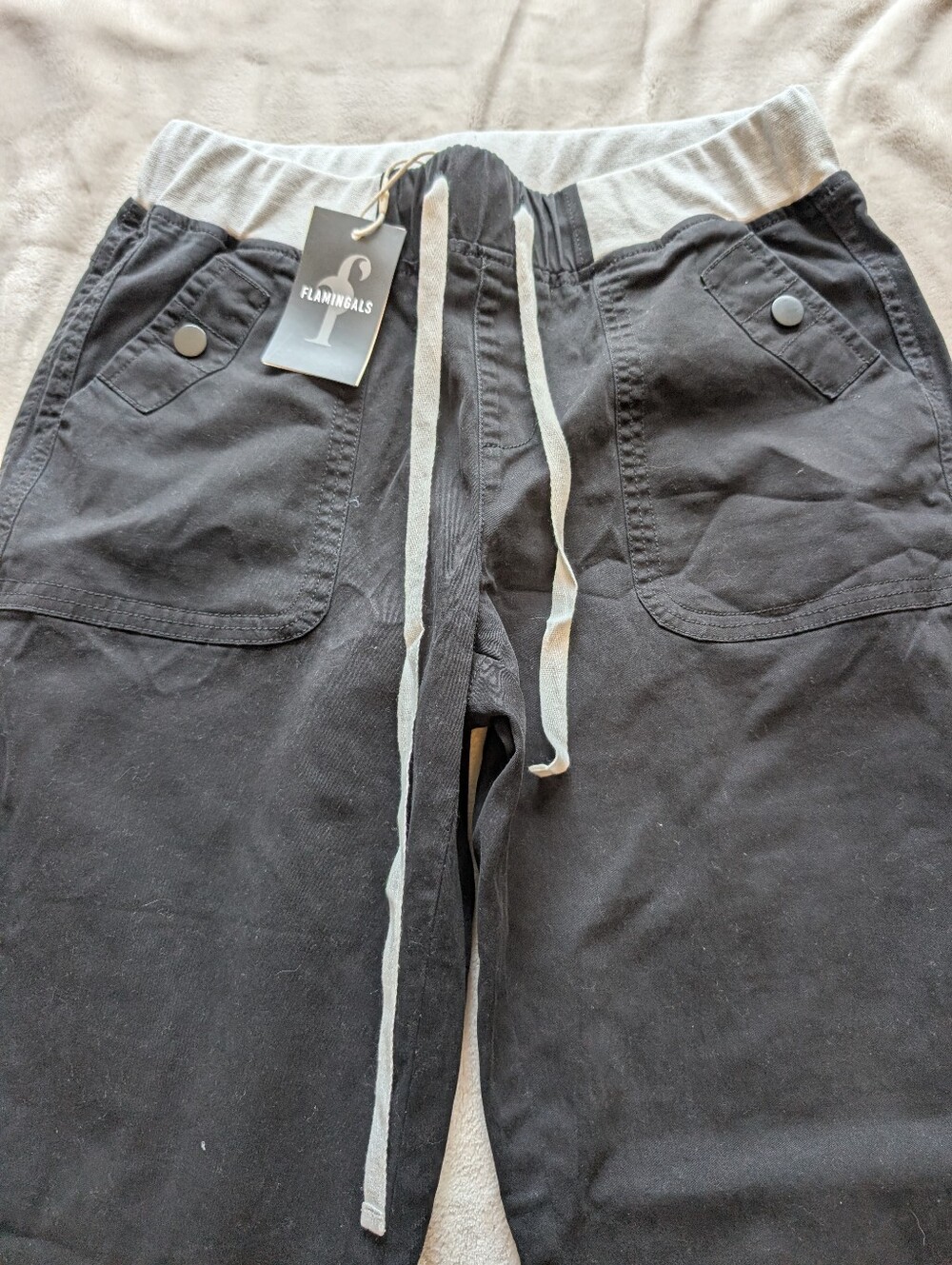 Flamingals Straight Leg Drawstring Midrise Casual Pants NWT Medium - Picture 4 of 8